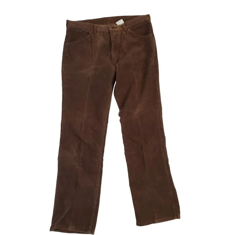 Vintage Brown Corduroy Straight‎ Leg Pants Rockabilly Retro Roebucks 34 X 30
